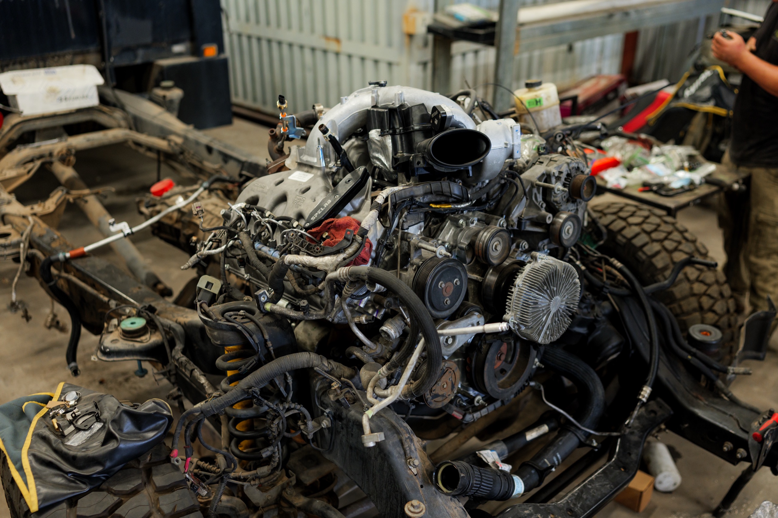 Diesel engine pulled for repair at the TES shop in Phoenix